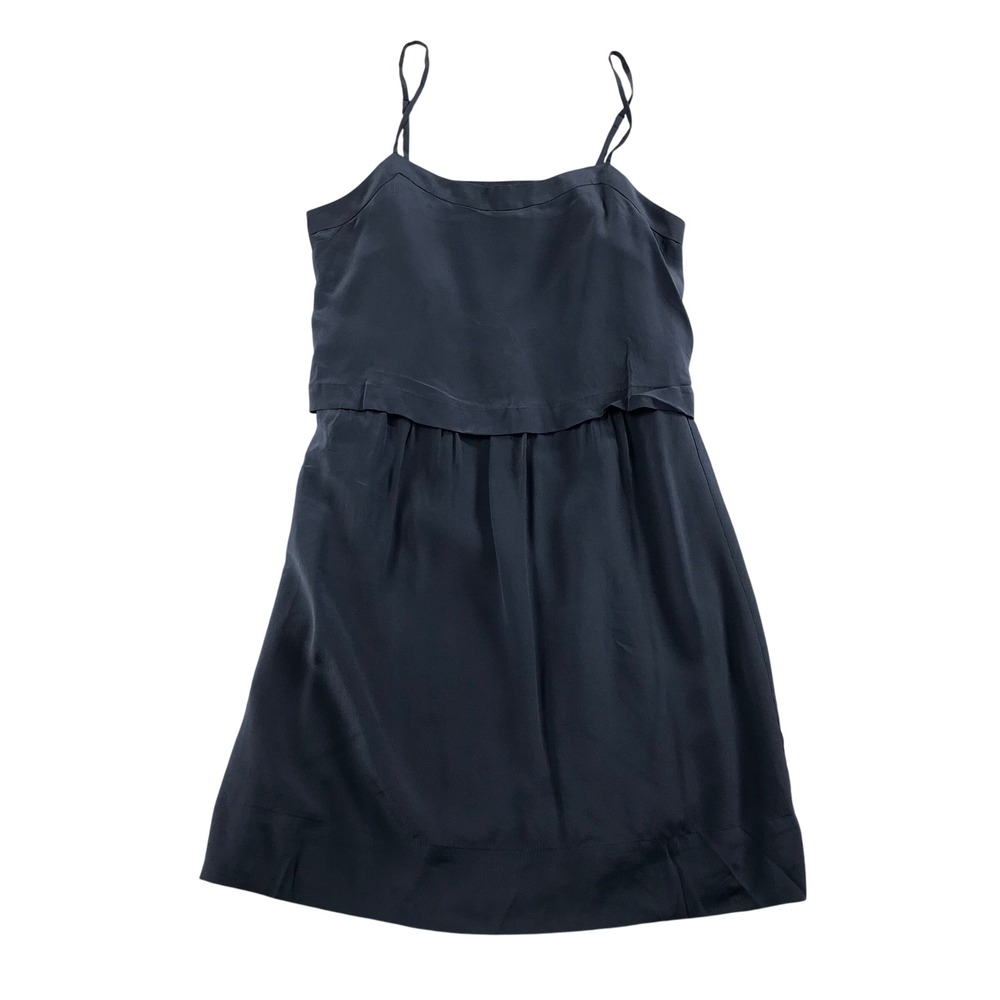 Madewell 100% Silk Mini Dress Slate Blue Popover Spaghetti Strap C7307 Size 0
